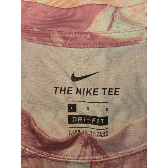 Nike Dri-Fit Mens Tie-Dye Tshirt Large Pink White Lightweight - Picture 4 of 7